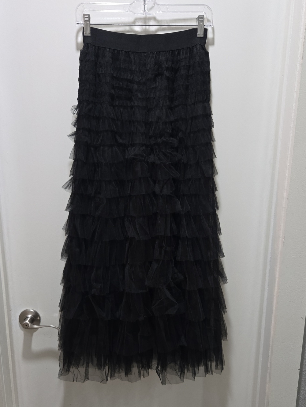 Black Tiered Ruffle Maxi Skirt - Women